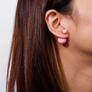 PINK Double Ball Stud Earrings Minimalist Chic Double Sided Front Back Earrings